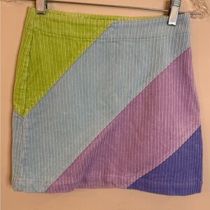 Talbots Kids colorful vertical striped corduroy mini skirt SZ 10